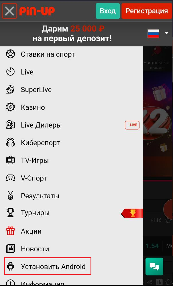 Скачивание приложения с официального сайта Pin-Up